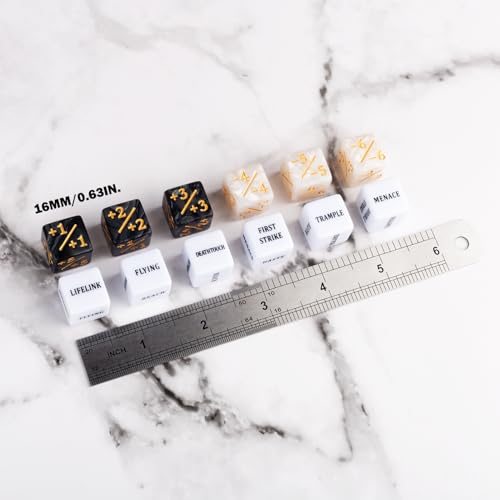 LAMJAM 48-Piece MTG Keyword & Counter Dice Set – Abilities Dice (+1/+1 & -1/-1) with Pouch