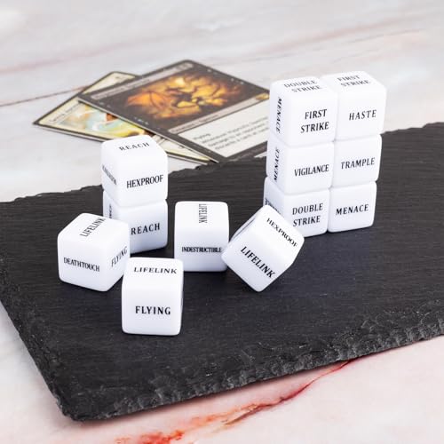 LAMJAM 48-Piece MTG Keyword & Counter Dice Set – Abilities Dice (+1/+1 & -1/-1) with Pouch
