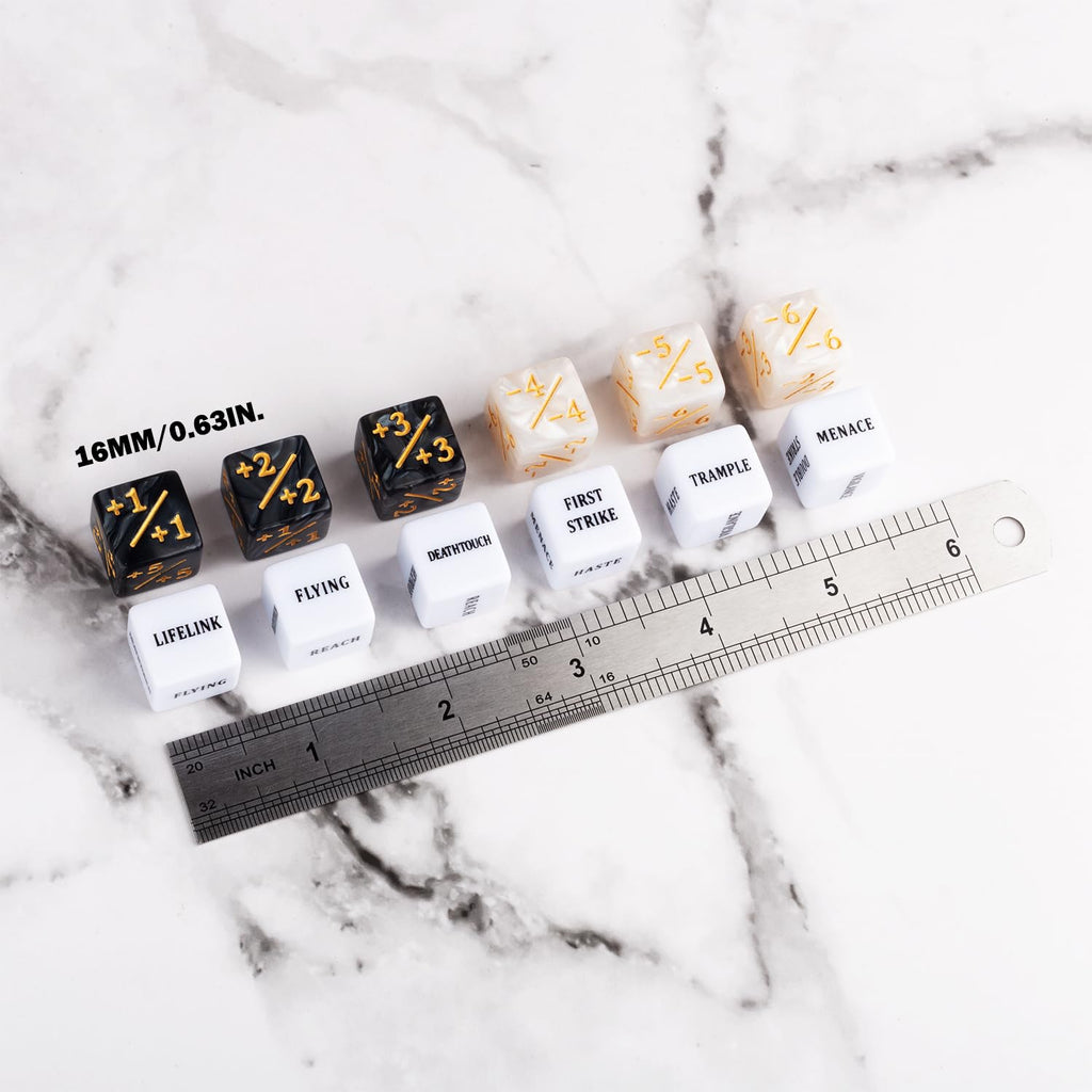 LAMJAM 48-Piece MTG Keyword & Counter Dice Set – Abilities Dice (+1/+1 & -1/-1) with Pouch