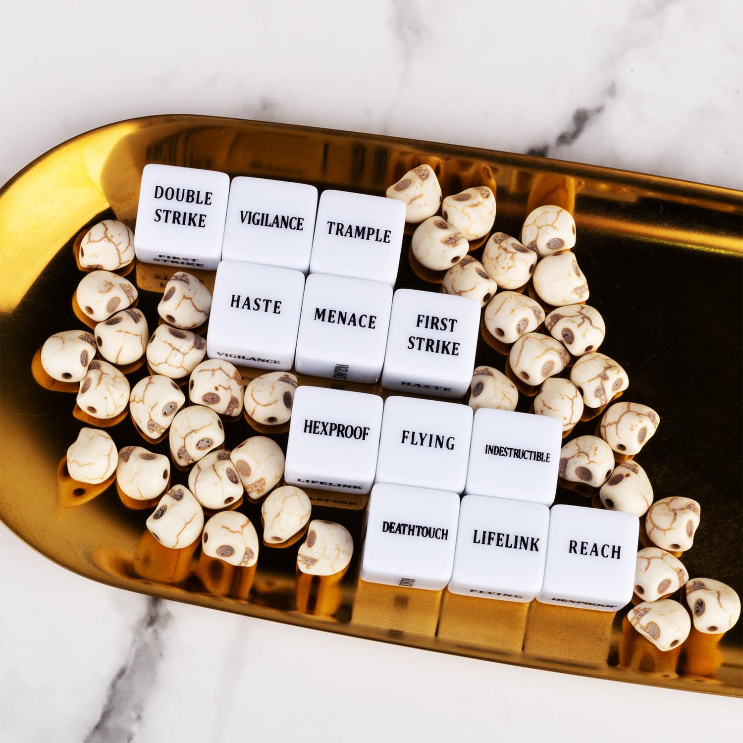 LAMJAM 48-Piece MTG Keyword & Counter Dice Set – Abilities Dice (+1/+1 & -1/-1) with Pouch