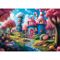 Lamplin 500 Piece Fantasy Candy Puzzle – Fairytale Town Jigsaw with Letters on Back, 20.5x14.9 Inches, Includes Poster