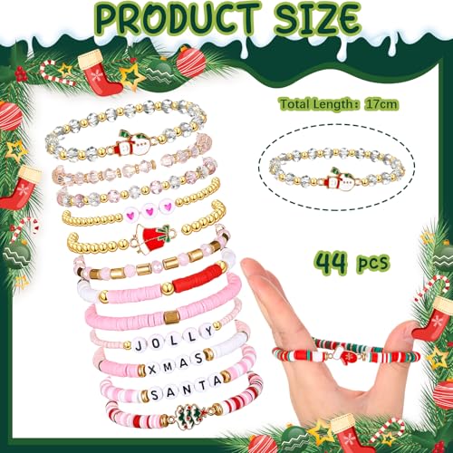 Landical 40-Piece Christmas Heishi Bracelet Set – Colorful Stretch Bracelets for Party Gifts