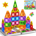 Landtaix 42-Piece Mini Magnetic Tiles Travel Set with Iron Box – Portable Magnet Building Blocks for Kids Ages 3+