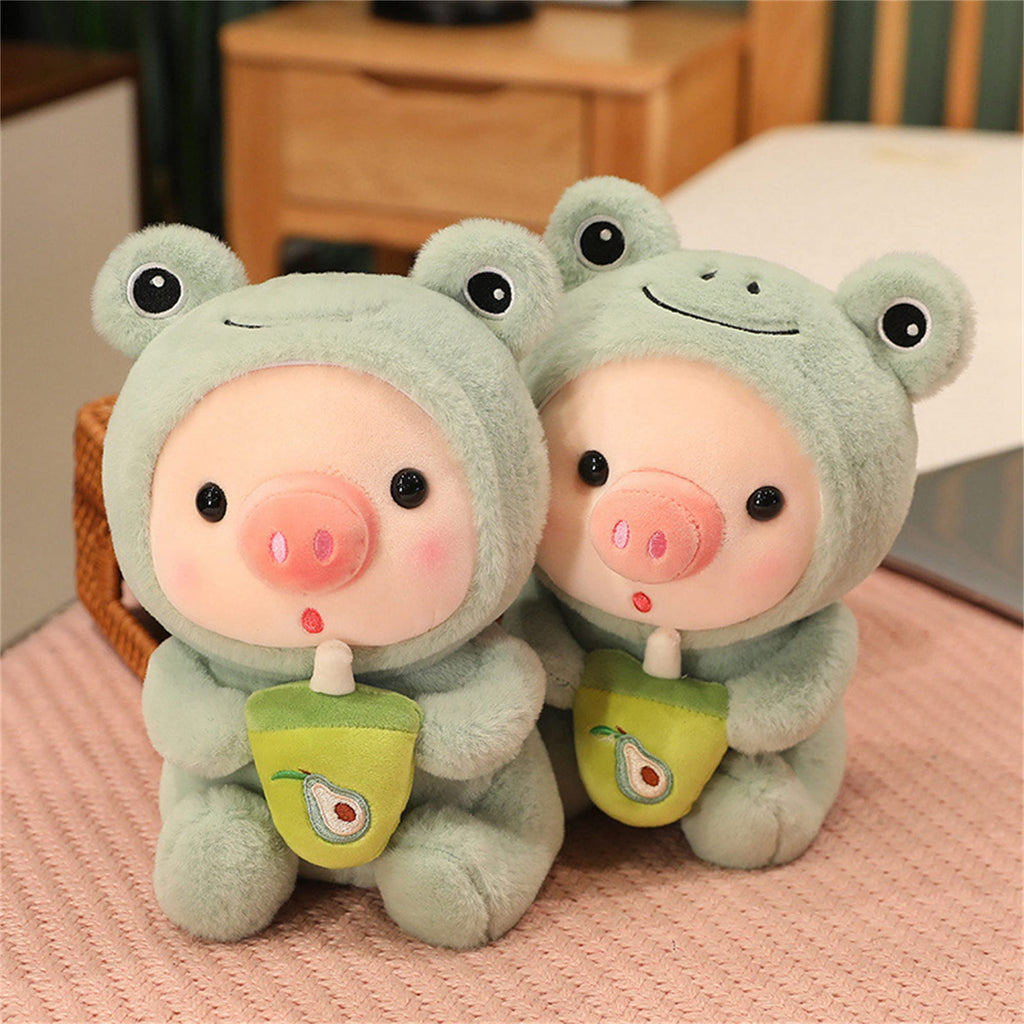 LANFIRE 9.8-Inch Pig Plush Pillow Dressed as Frog Tiger Rabbit Cute Stuffed Animal Pillow for Kids