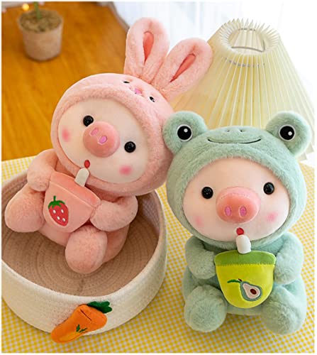 LANFIRE 9.8-Inch Pig Plush Pillow Dressed as Frog Tiger Rabbit Cute Stuffed Animal Pillow for Kids