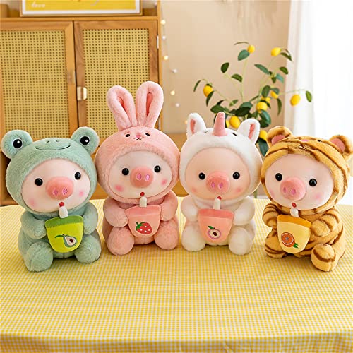 LANFIRE Pig Plush Pillow – 9.8 Inch Cute Plush Pig Dressed as Frog, Tiger, Rabbit, Unicorn, Pink – Soft Cotton, Machine Washable, Gift for Kids