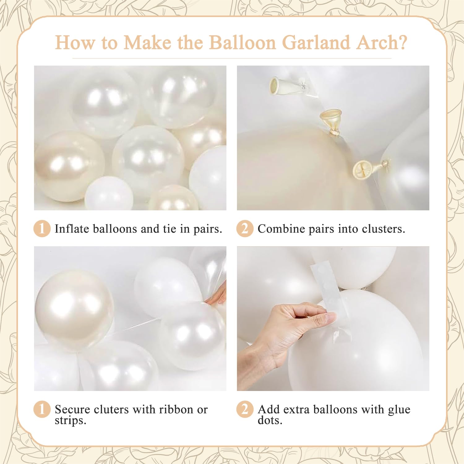 LANGASQUE Pearl White Balloon Arch Kit – 101pcs Double Stuffed Balloons for Wedding, Bridal Shower, Birthday Party Decor