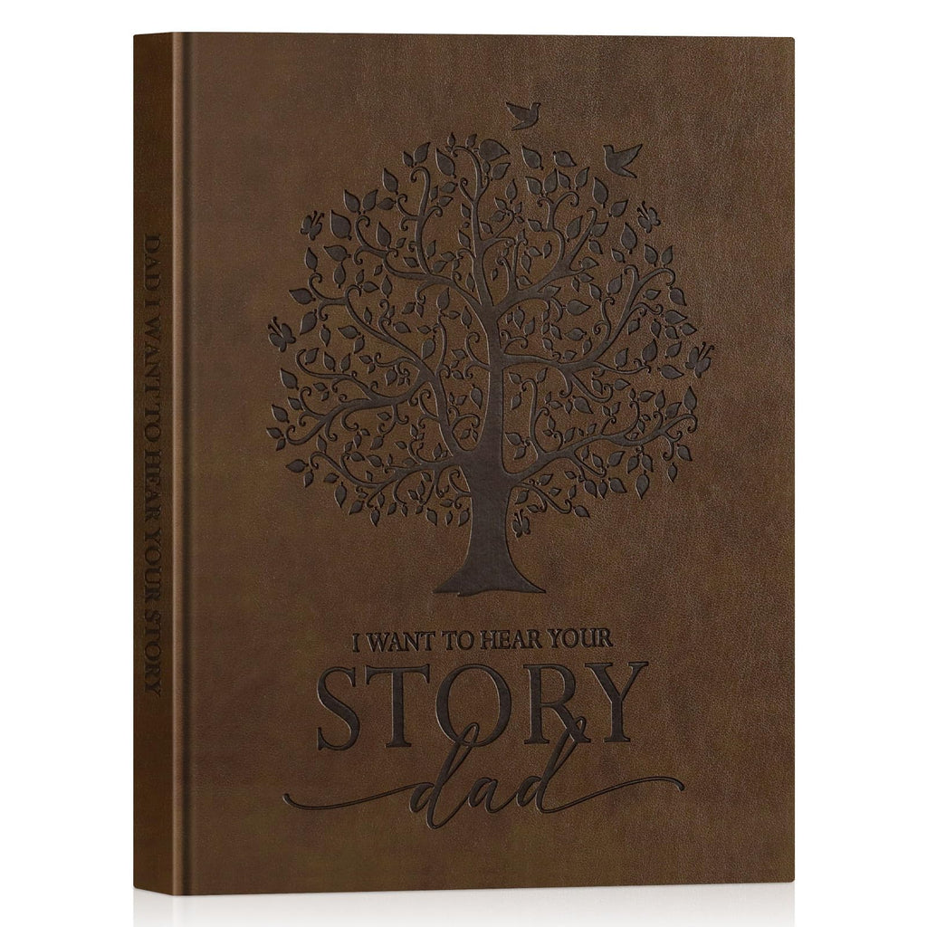 Lanpn Dad Life Story Journal – 300+ Prompts, Faux Leather Cover, 108 Pages – Guided Memory Keepsake for Fathers