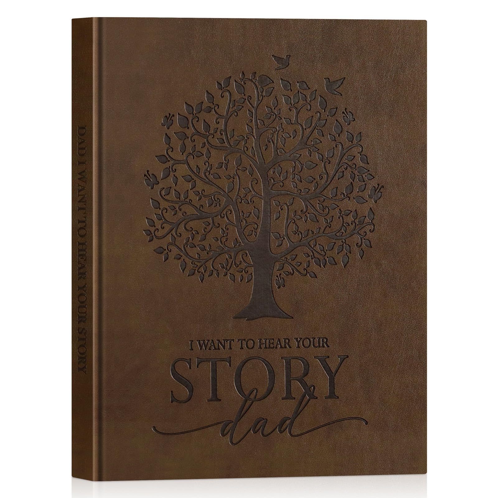 Lanpn Dad Life Story Journal – 300+ Prompts, Faux Leather Cover, 108 Pages – Guided Memory Keepsake for Fathers