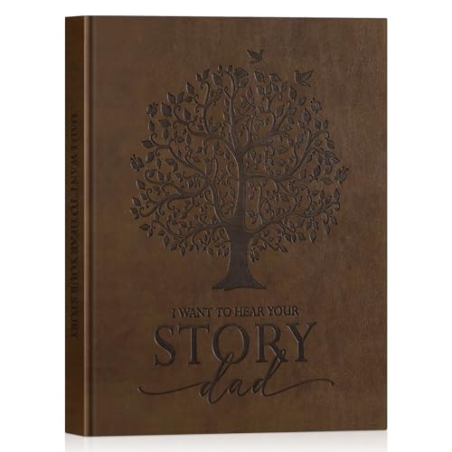 Lanpn Dad Life Story Journal – 300+ Prompts, Faux Leather Cover, 108 Pages – Guided Memory Keepsake for Fathers