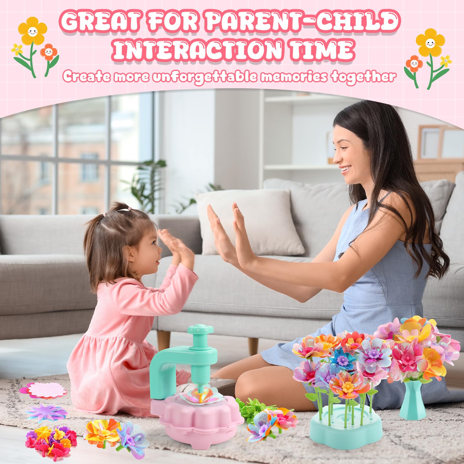 LansinLife DIY Flower Bouquet Kit for Girls – Creative Arts & Crafts Gift for Kids Ages 4-9