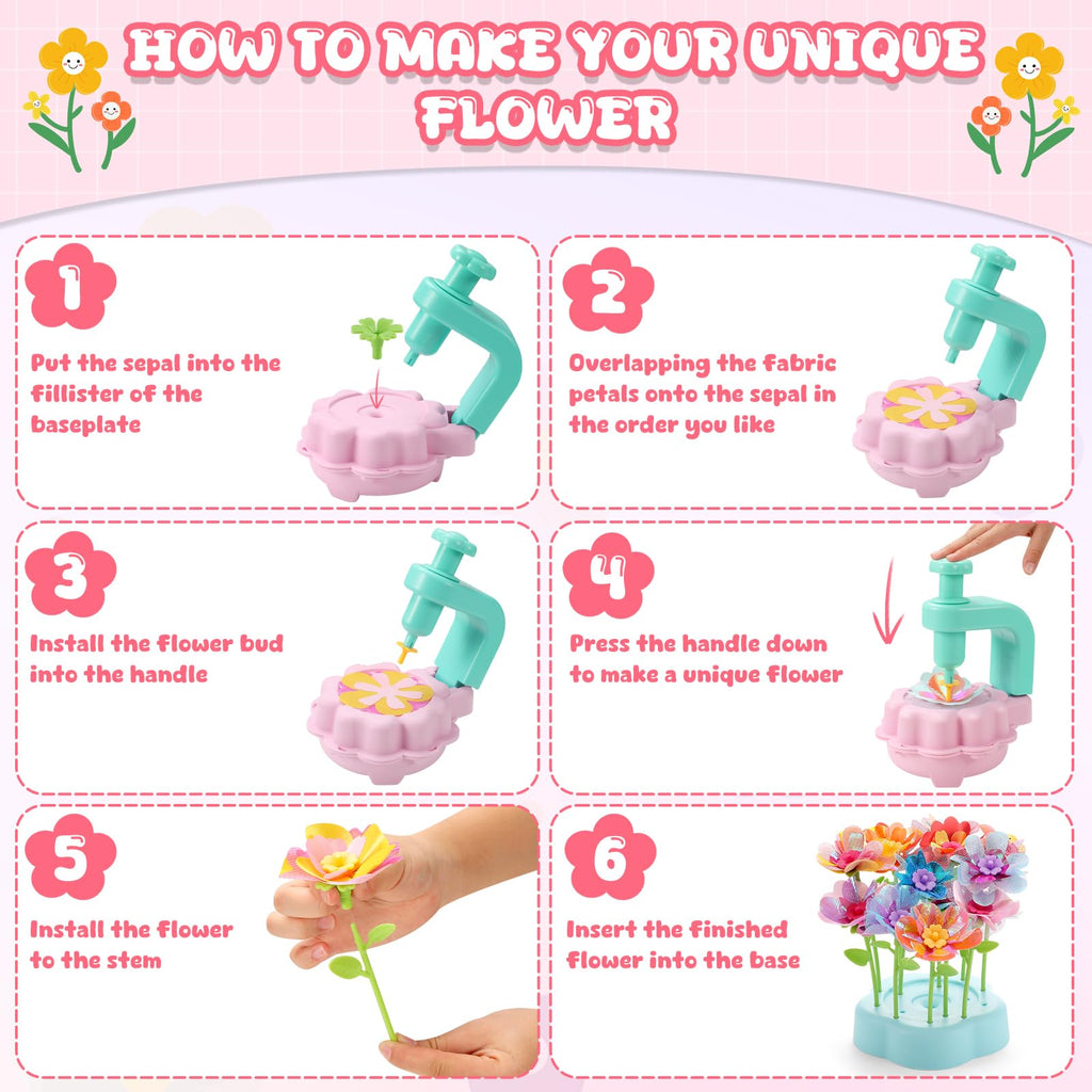 LansinLife DIY Flower Bouquet Kit for Girls – Creative Arts & Crafts Gift for Kids Ages 4-9