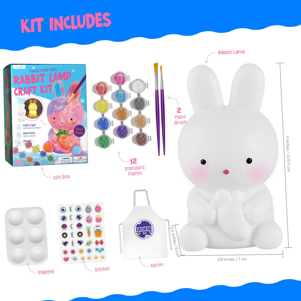 LAOESE Paint Your Own Bunny Lamp Kit – DIY Craft Night Light for Kids