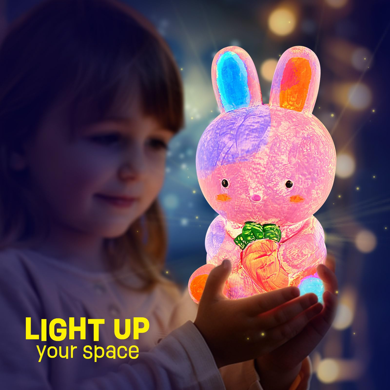 LAOESE Paint Your Own Bunny Lamp Kit – DIY Craft Night Light for Kids