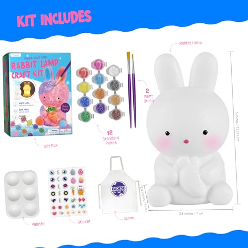 LAOESE Paint Your Own Bunny Lamp Kit – DIY Craft Night Light for Kids