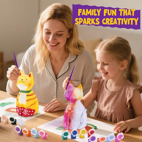 LAOESE Paint Your Own Cat Lamp Kit – Kids Craft Night Light for Ages 6-12