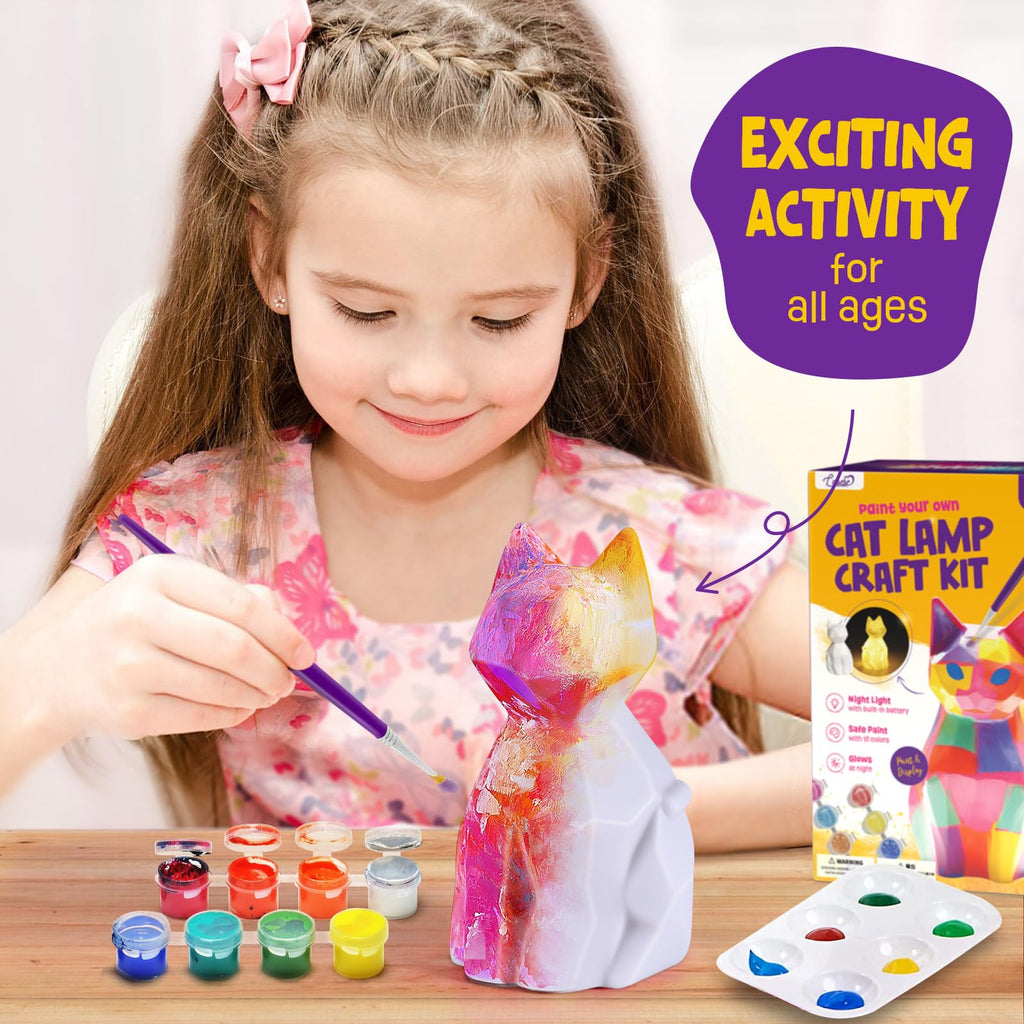 LAOESE Paint Your Own Cat Lamp Kit – Kids Craft Night Light for Ages 6-12