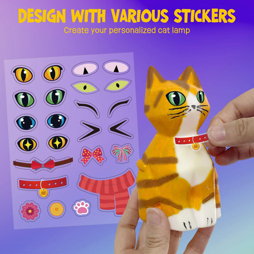 LAOESE Paint Your Own Cat Lamp Kit – Kids Craft Night Light for Ages 6-12