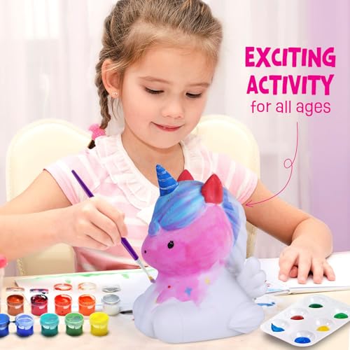 LAOESE Paint Your Own Unicorn Lamp Kit - Craft Kit for Kids Ages 3-12+ with 12 Paints, Brushes, Apron