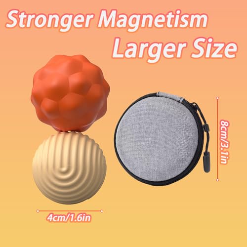 Large 40mm Silicone Magnetic Fidget Balls – 2 Pack Stress Relief Toys for Adults with Textured Grips and Carrying Case