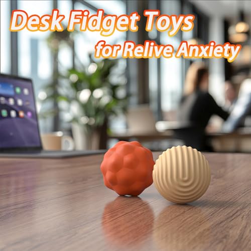Large 40mm Silicone Magnetic Fidget Balls – 2 Pack Stress Relief Toys for Adults with Textured Grips and Carrying Case