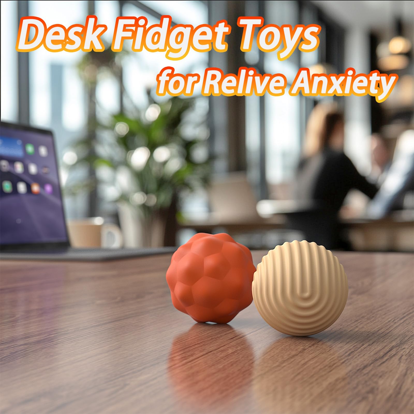 Large 40mm Silicone Magnetic Fidget Balls – 2 Pack Stress Relief Toys for Adults with Textured Grips and Carrying Case