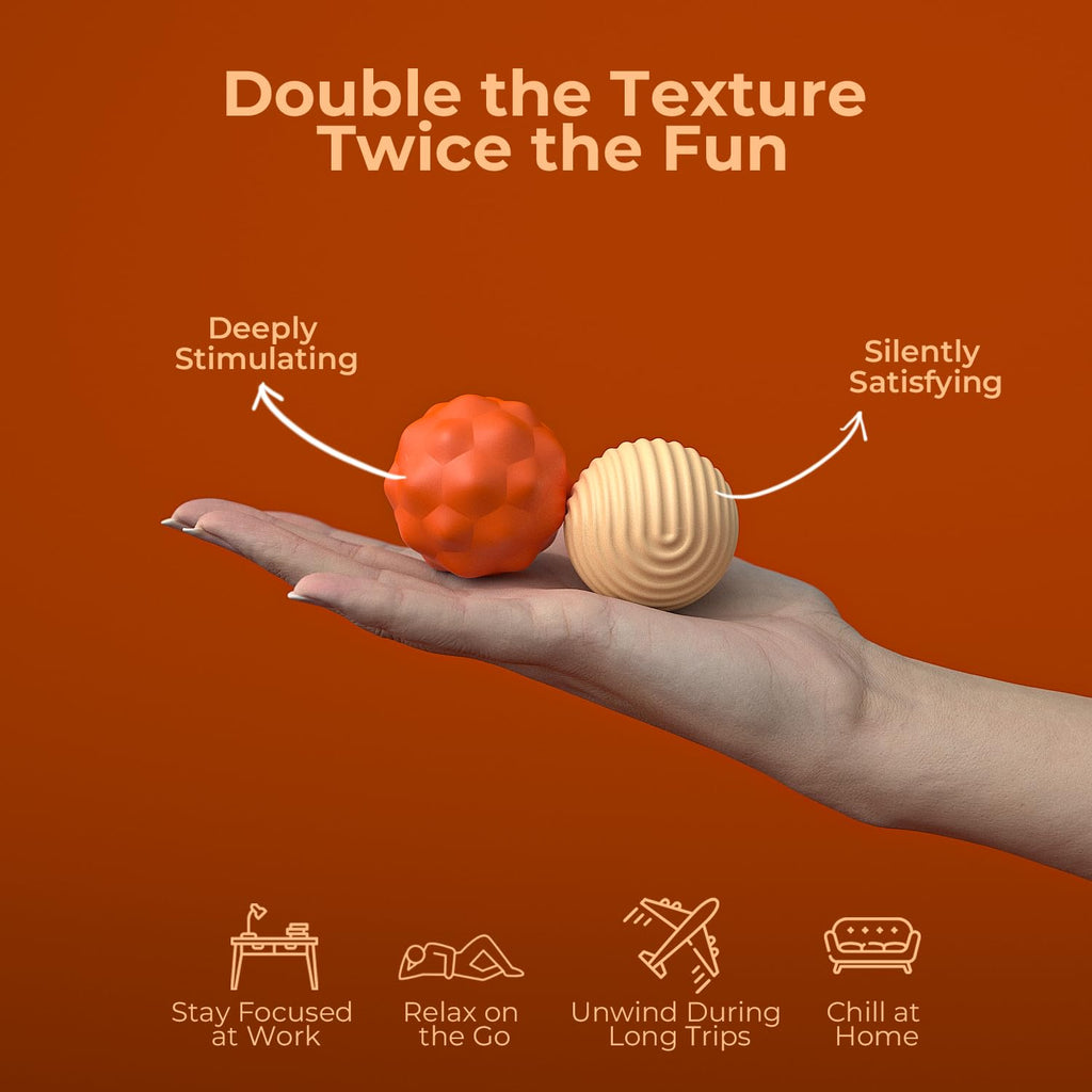 Large 40mm Silicone Magnetic Fidget Balls – 2 Pack Stress Relief Toys for Adults with Textured Grips and Carrying Case