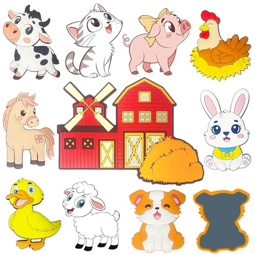 Large Farm Animal Fridge Magnets for Toddlers 1-3 - 10 Piece Set with Full Back Magnet, Safe PVC, Easy to Clean