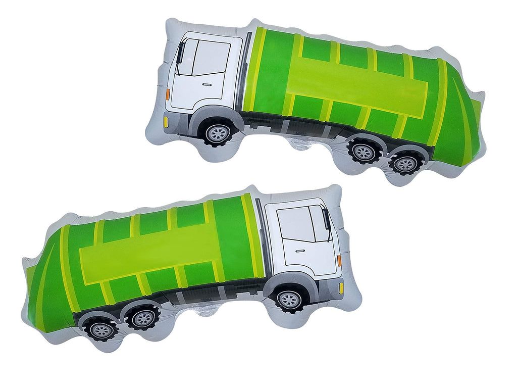 Large Garbage Truck Foil Balloons by Finds Fit 4U - 2 Pack, Green, 30 Inches - Birthday Party Supplies with Ribbon