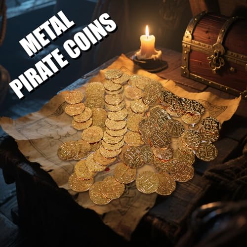 Large Metal Pirate Coins 36-Piece Set – Gold & Silver Spanish Doubloon Replicas for Board Games, Cosplay, and Treasure Chests