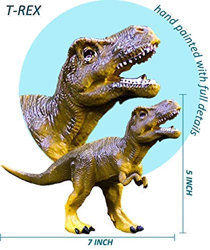 Large Realistic Dinosaur Figures Set – 6 Hand-Painted Vinyl Dinosaurs (T-Rex, Stegosaurus, More) by OuMuaMua
