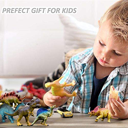 Large Realistic Dinosaur Figures Set – 6 Hand-Painted Vinyl Dinosaurs (T-Rex, Stegosaurus, More) by OuMuaMua