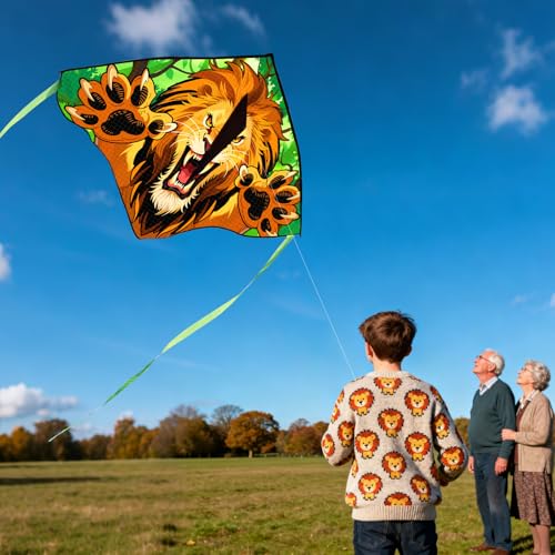 Large YFAFENGS Lion Kite for Kids & Adults – Easy to Fly, with Carry Bag