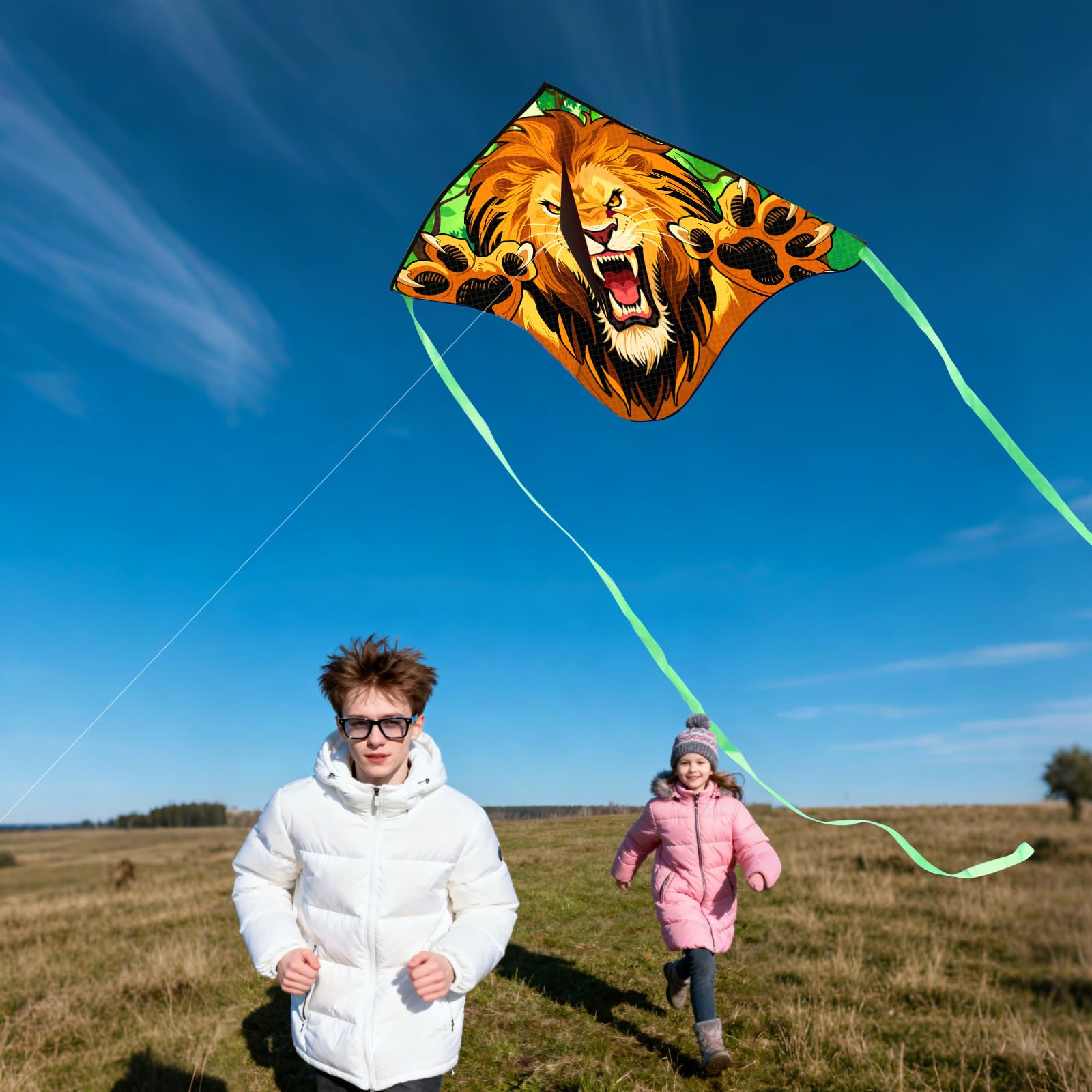 Large YFAFENGS Lion Kite for Kids & Adults – Easy to Fly, with Carry Bag