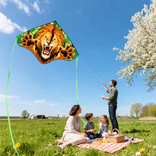 Large YFAFENGS Lion Kite for Kids & Adults – Easy to Fly, with Carry Bag