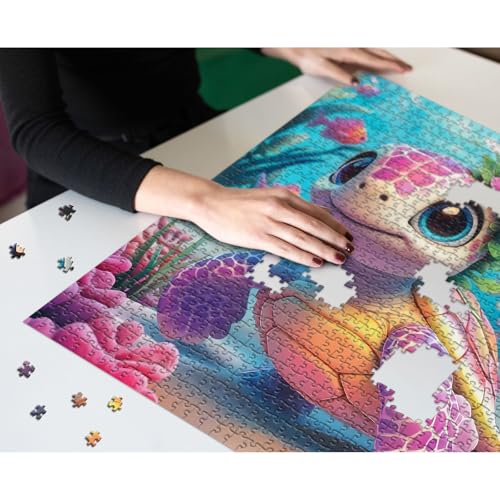 Larkipuzz 1000 Piece Sea Turtle Jigsaw Puzzle for Adults – Ocean Animals & Coral Reef Scene, Large 23.85" Square, Easy-Assembly with ABC Backing