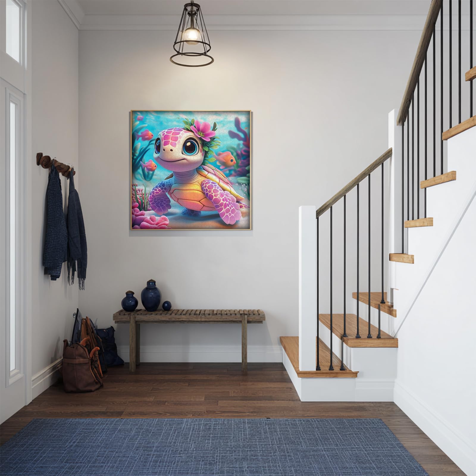 Larkipuzz 1000 Piece Sea Turtle Jigsaw Puzzle for Adults – Ocean Animals & Coral Reef Scene, Large 23.85" Square, Easy-Assembly with ABC Backing