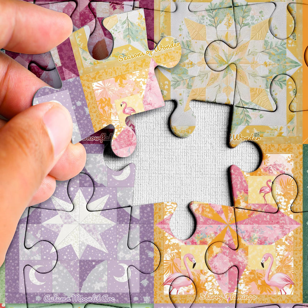 Larkipuzz Colorful Galaxy Collage 1000-Piece Jigsaw Puzzle – Bird, Deer, Squirrel, Pumpkin – Seasons of the Sky Collection