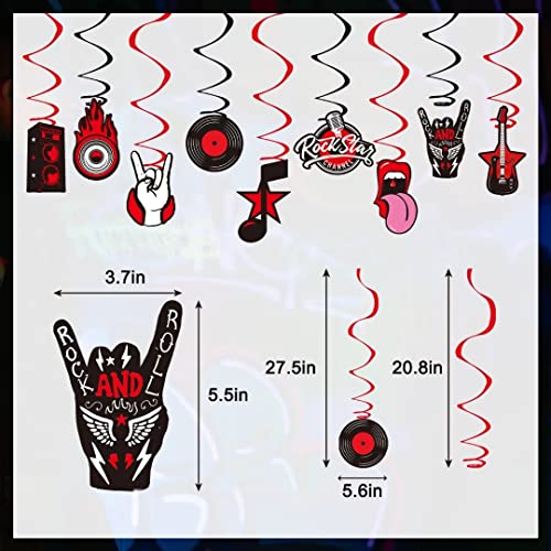 LARRAZABAL Rock and Roll Party Decorations Set - 25 Pieces with Born to Rock Banner, Foil Swirls & Honeycomb Centerpieces for Music-Themed Celebrations