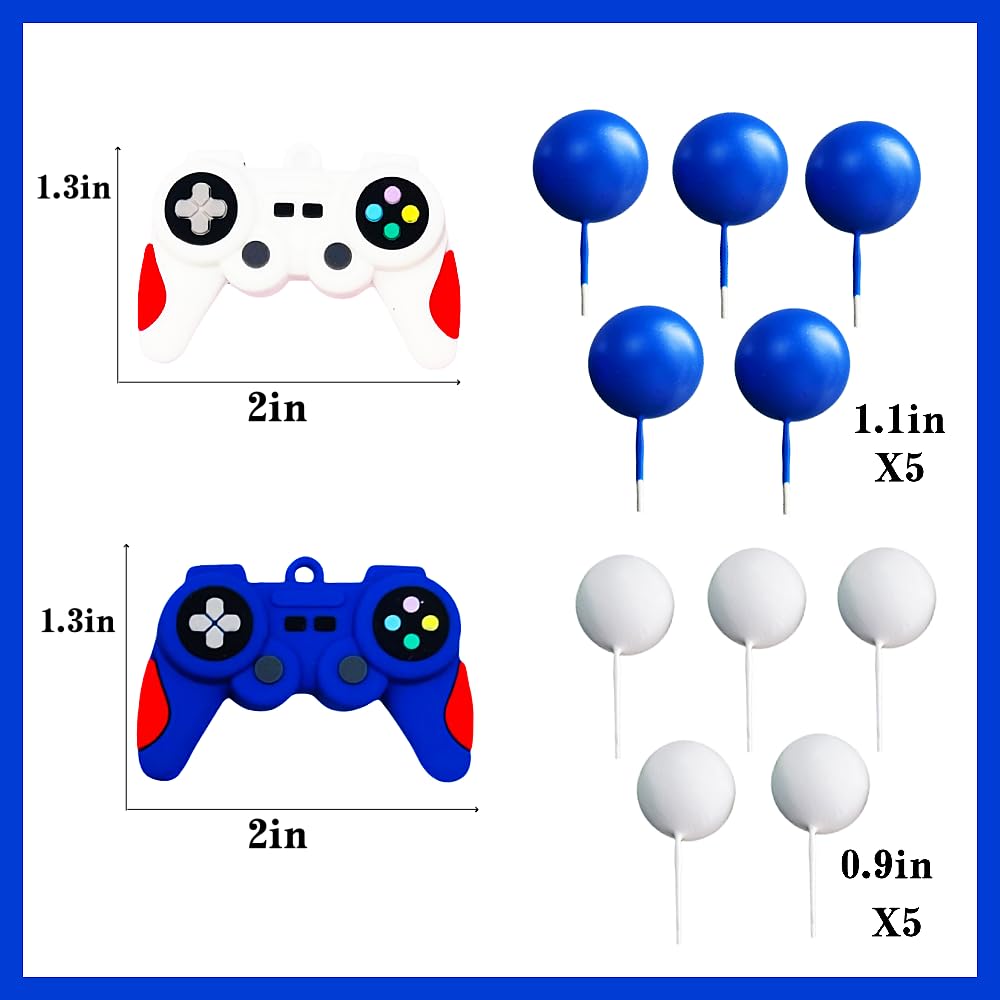 LAST HOE DOWN Video Game Cake Topper – Blue Controller, Balls & Happy Birthday Sign