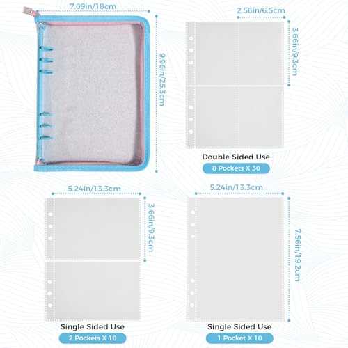 Laveminyx A5 Kpop Photocard Binder - 270 Slots, 50 Pages, Blue Glitter Zippered Album