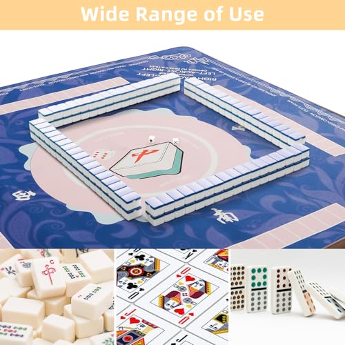 Lavendex Blue Mahjong Mat 32.4x32.4 Inch - Non-Slip, Noise Reduction, Foldable Gaming Mat for Poker, Cards, Tiles - 2mm Thick