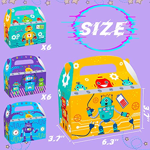 LaVenty 12-Pack Robot Birthday Party Favor Boxes - Cardboard Treat Boxes for Robot Theme Party