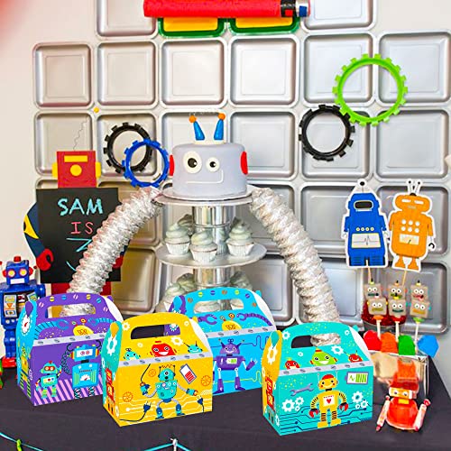 LaVenty 12-Pack Robot Birthday Party Favor Boxes - Cardboard Treat Boxes for Robot Theme Party