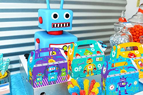 LaVenty 12-Pack Robot Birthday Party Favor Boxes - Cardboard Treat Boxes for Robot Theme Party