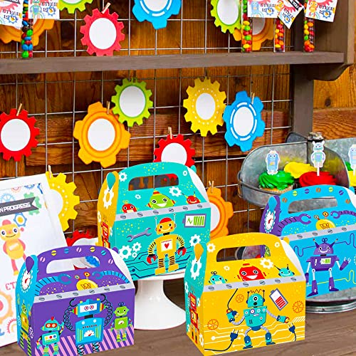 LaVenty 12-Pack Robot Birthday Party Favor Boxes - Cardboard Treat Boxes for Robot Theme Party