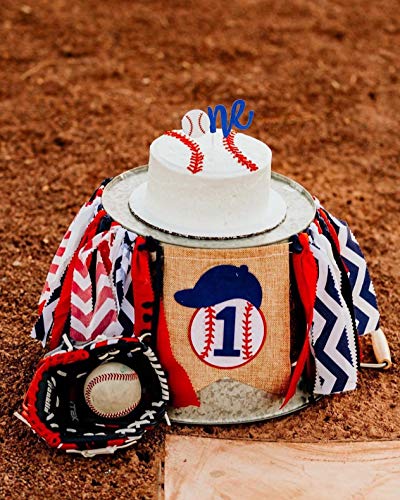 LaVenty Baseball First Birthday Banner Set – 2 Banners & Cake Topper for Baby Boy Party