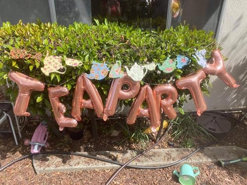 LaVenty Let's Par-Tea Balloon Banner Set: 16-Inch Monogram Balloon and Tea Party Decoration