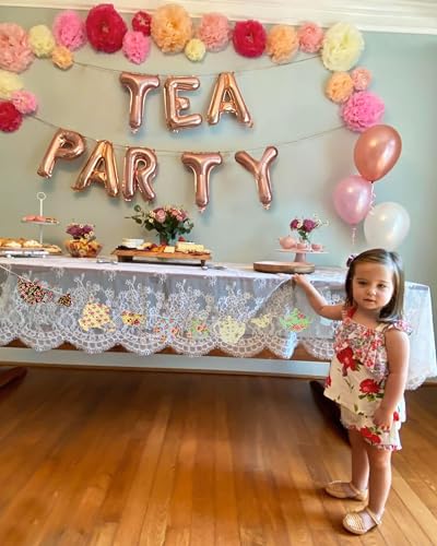 LaVenty Let's Par-Tea Balloon Banner Set: 16-Inch Monogram Balloon and Tea Party Decoration