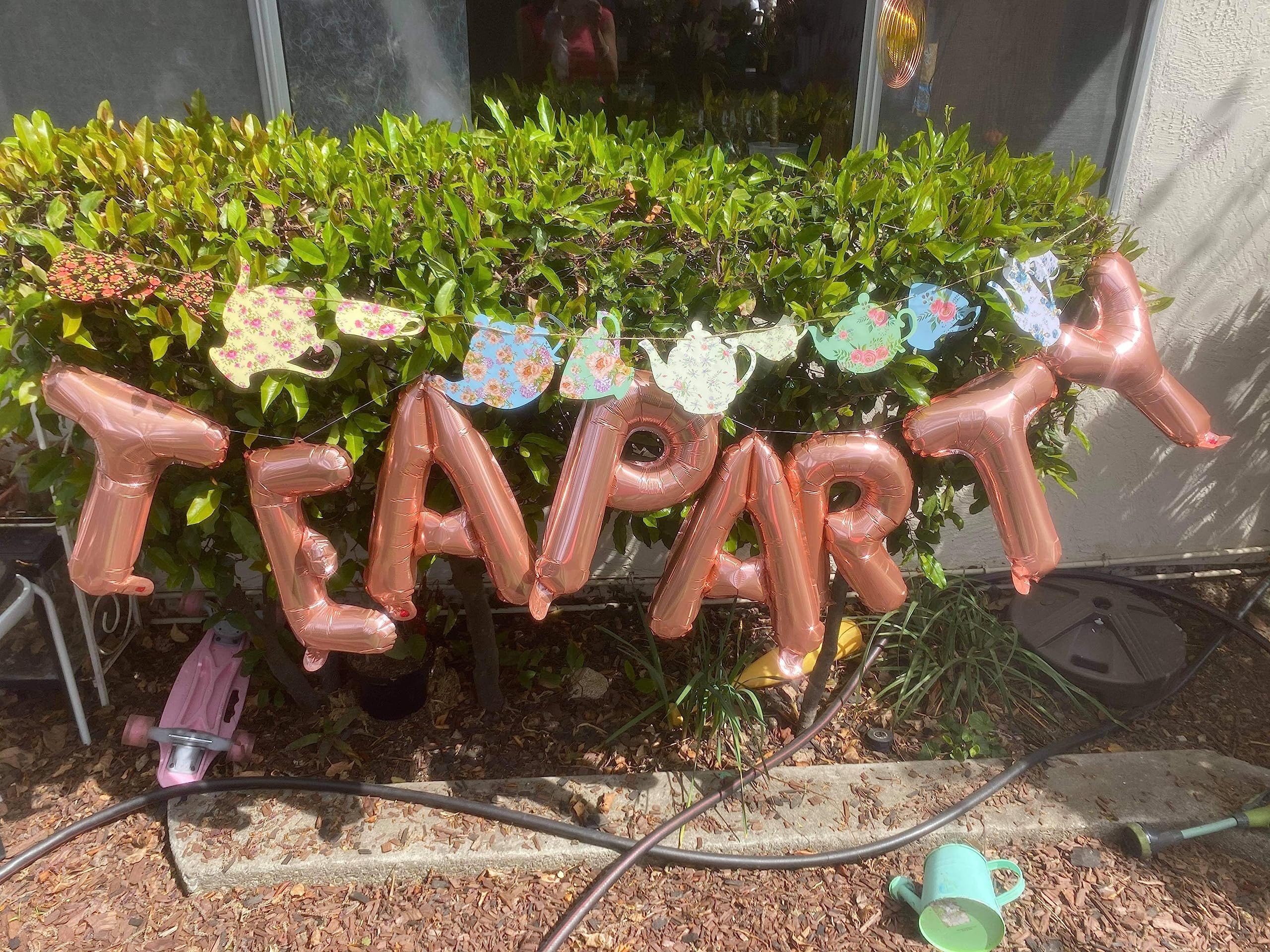 LaVenty Let's Par-Tea Balloon Banner Set: 16-Inch Monogram Balloon and Tea Party Decoration